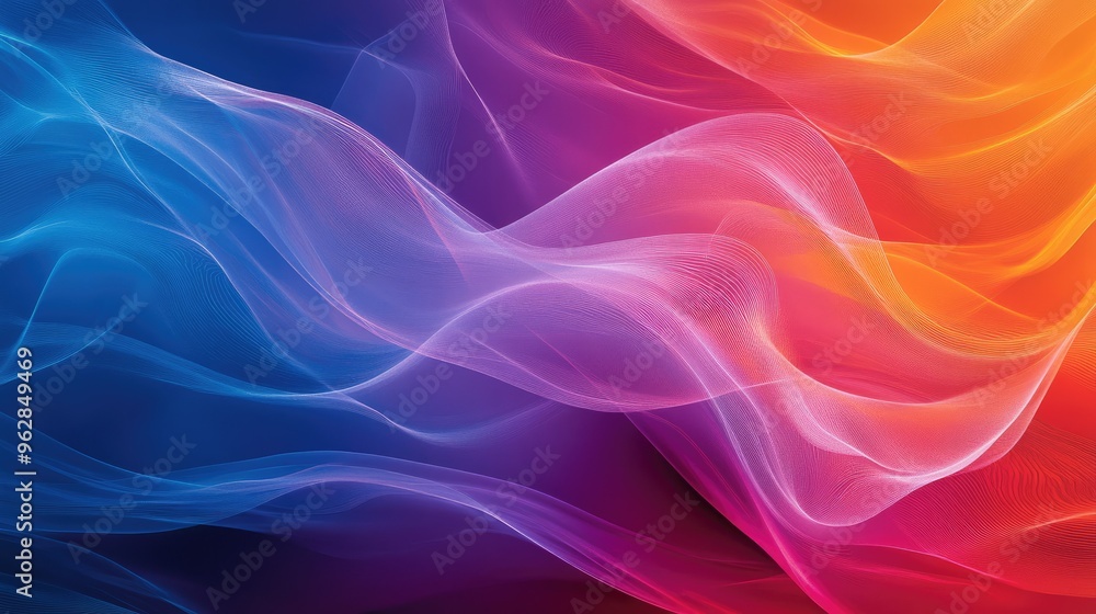 Poster abstract dynamic waves with a modern touch, showcasing flowing curves and vibrant colors for a visua