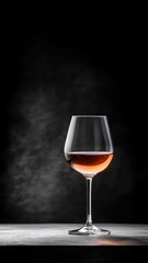 Wine glass with swirling contents illuminated by spotlight, chiaroscuro.