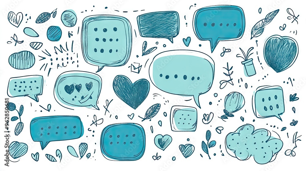 Poster collection of doodle-style message boxes and speech bubbles with space for your text. perfect for ad