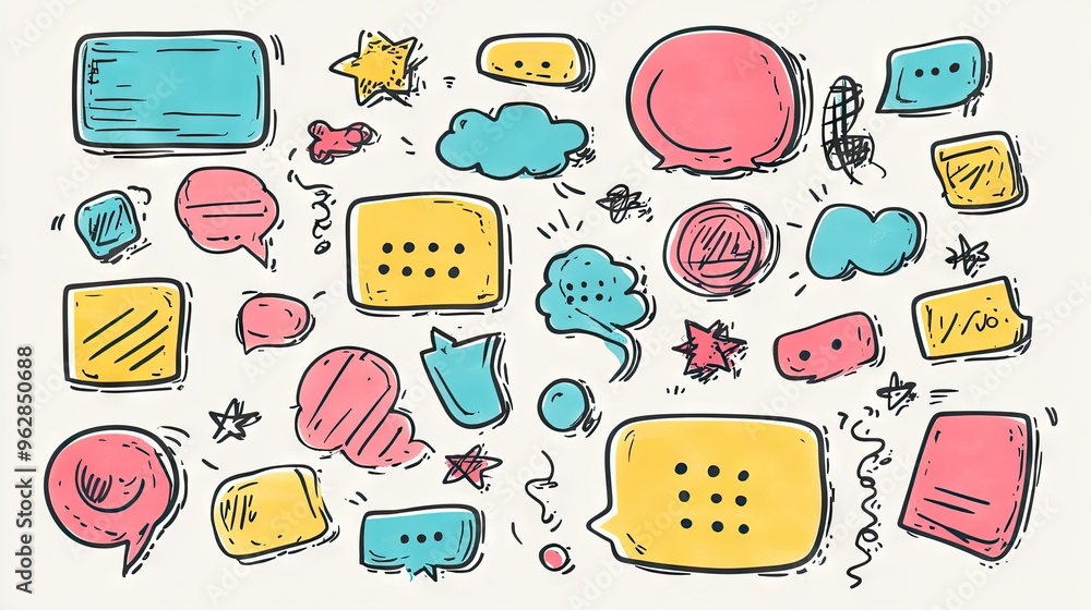 Aufkleber collection of doodle-style message boxes and speech bubbles with space for your text. perfect for ad
