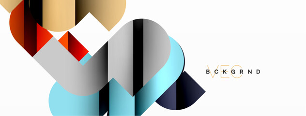 Colorful curve geometric shapes on white