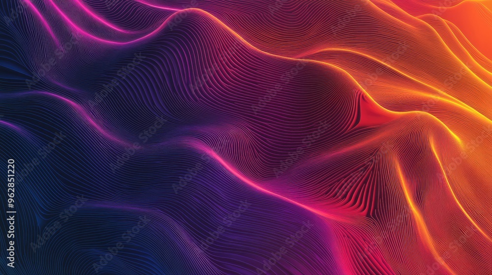 Poster contemporary wave design featuring smooth, dynamic lines and vibrant hues, ideal for creating engagi