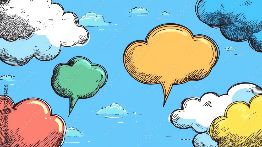 Aufkleber doodle-style speech bubble text boxes and message balloons with empty areas for your text. great for
