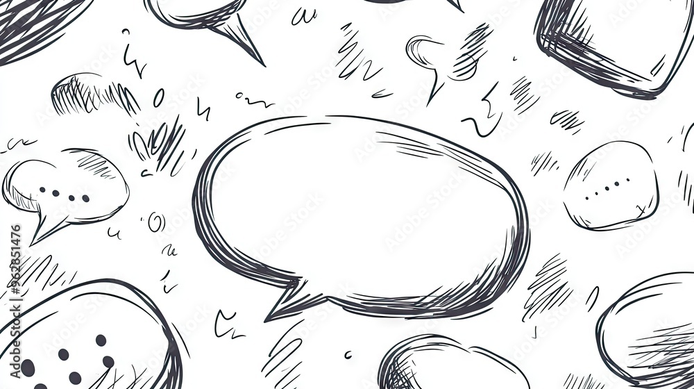 Aufkleber doodle-style speech bubble text boxes and message balloons with empty areas for your text. great for