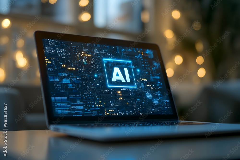 Poster closeup of a laptop screen with the word 