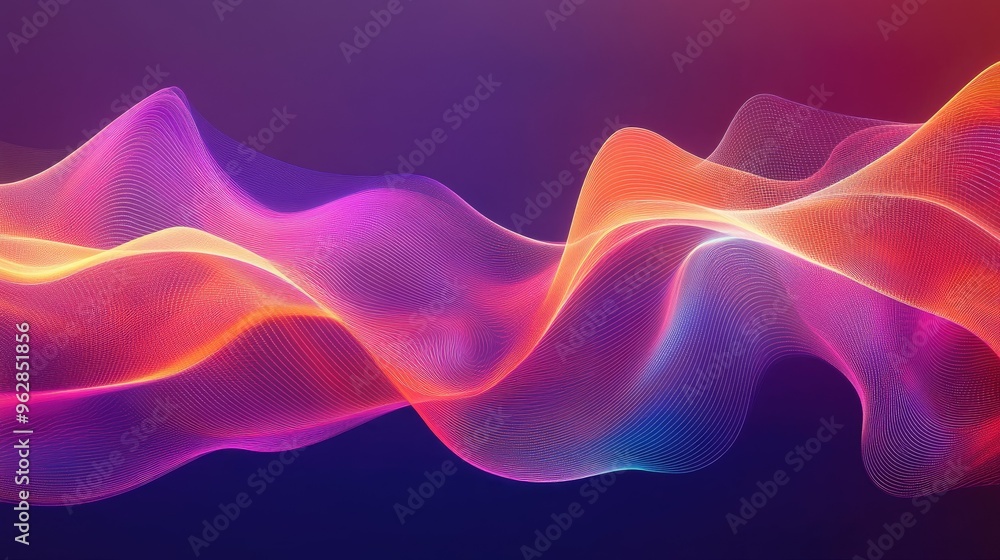 Poster dynamic wave background with a modern aesthetic, showcasing smooth, flowing lines and energetic colo