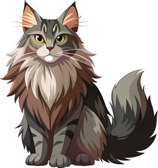 Vibrant Maine Coon Cat in Vector Style
