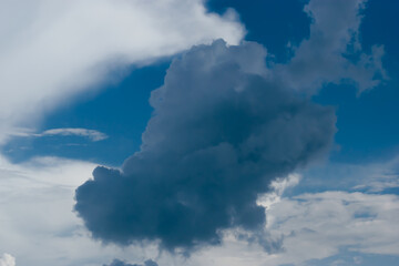  Beautiful white anime-looking clouds over a blue sky for the background.