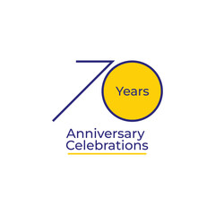 70 Years Anniversary Celebration Badge Vector Template Design
