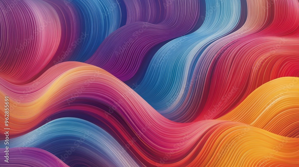 Leinwandbilder Modern wave pattern with sleek, vibrant curves and smooth gradients, ideal for adding a dynamic and contemporary touch to design projects.
