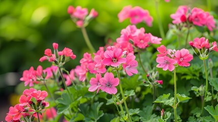 Vibrant Pink Geranium Flowers in Bloom