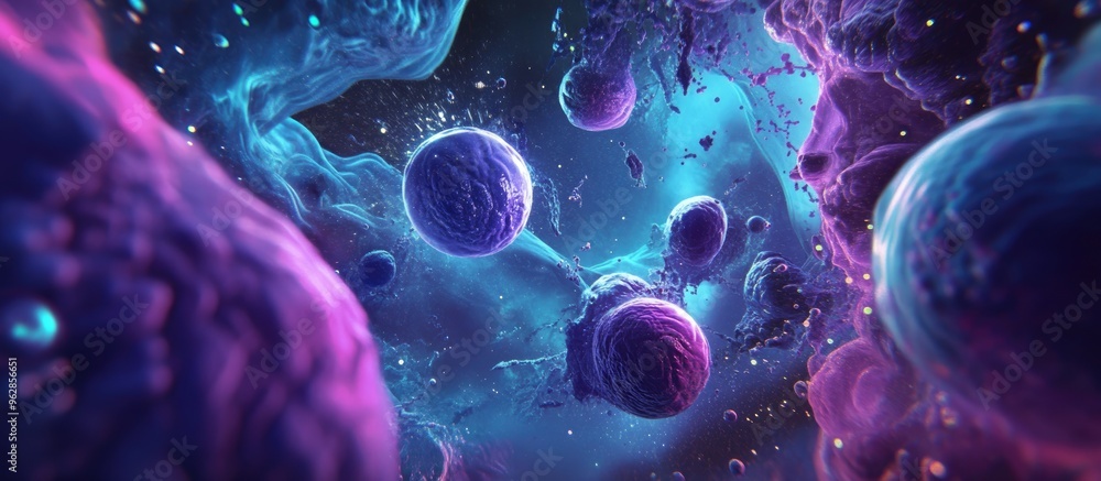 Poster surreal scientific beautiful background depicting energy in another dimension with 3d cartoon render