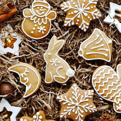 Christmas Cookies. Handmade Gift. Ney Year Concept. Top View. Vertical Photo