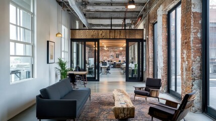 Renovated historic building repurposed as a modern office space.