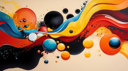 Obraz premium Abstract Art Colorful Swirls and Spheres