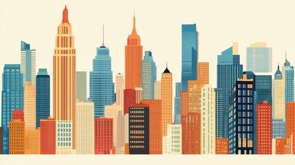 Skylines of various architectural styles in an eclectic urban area.