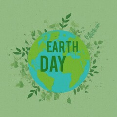 earth day. green leaves, flowers.