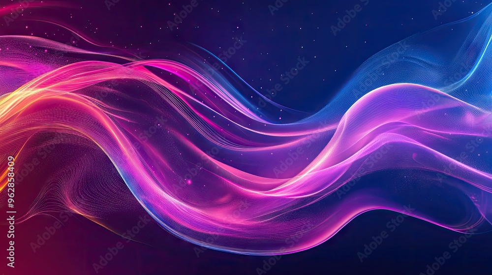 Poster stylish dynamic wave background with fluid, colorful lines and smooth transitions, ideal for adding 