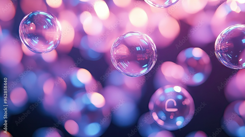 Poster stylish room with a collection of shiny chat bubbles floating and shimmering, ideal for illustrating