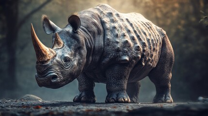 Fototapeta premium A Majestic Rhino in Its Natural Habitat