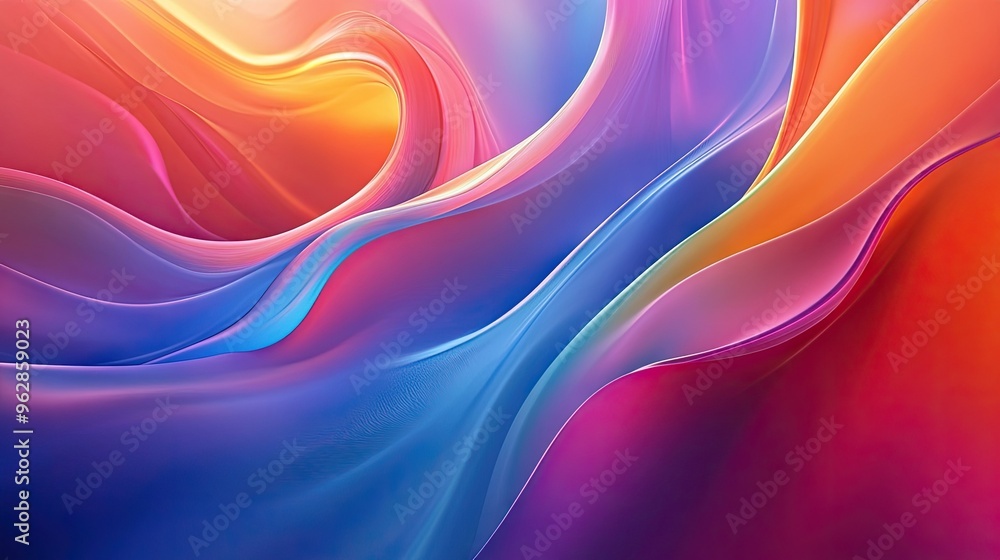 Poster vibrant, moving abstract background with colorful, flowing shapes creating a dynamic effect, ideal f