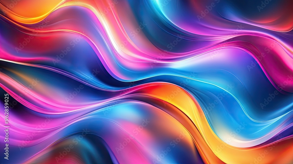 Poster vibrant, moving abstract background with colorful, flowing shapes creating a dynamic effect, ideal f