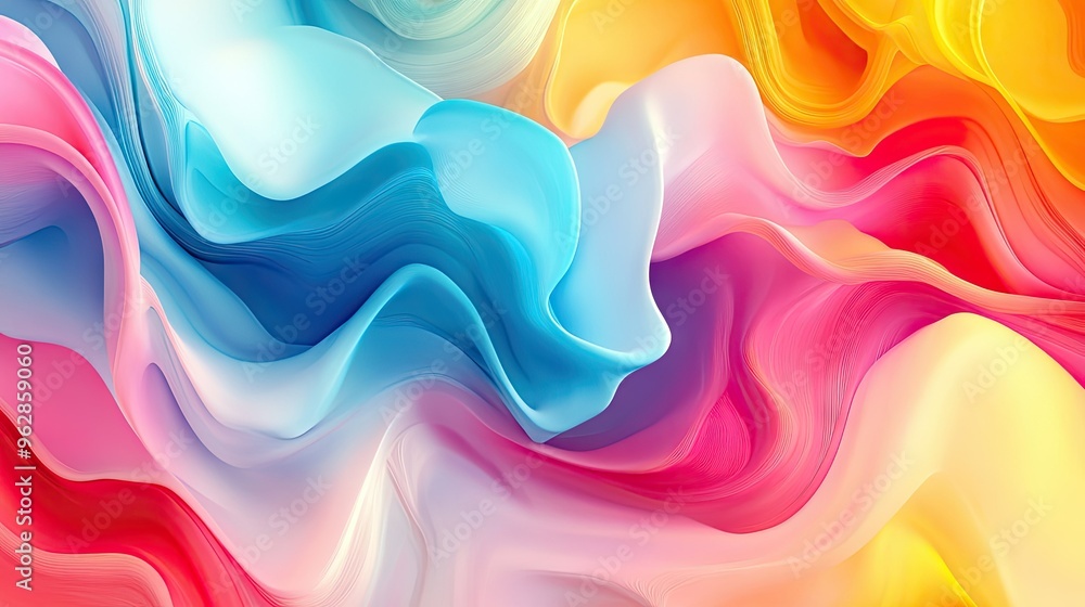 Poster vibrant, moving abstract background with colorful, flowing shapes creating a dynamic effect, ideal f