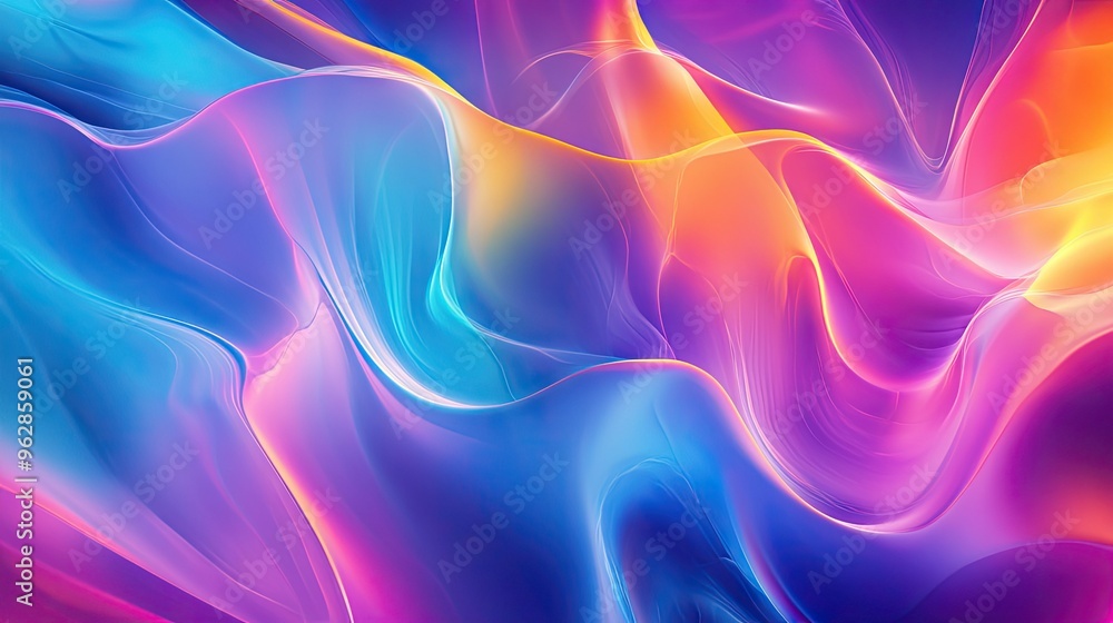 Poster vibrant, moving abstract background with colorful, flowing shapes creating a dynamic effect, ideal f