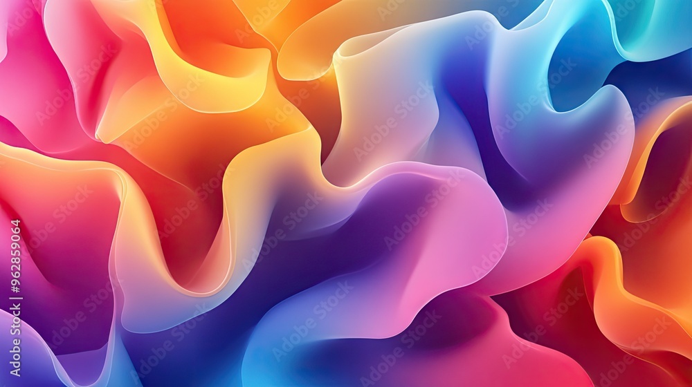Poster vibrant, moving abstract background with colorful, flowing shapes creating a dynamic effect, ideal f