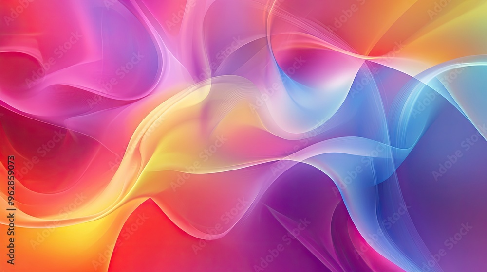Poster vibrant, moving abstract background with colorful, flowing shapes creating a dynamic effect, ideal f