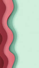 Naklejka premium Abstract wavy lines in mint green and red with simple background