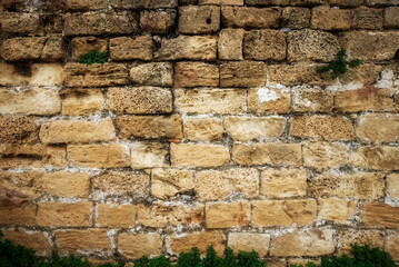 Aged Masonry: Time-Worn Stone Wall with Historical Charm. The Varied Textures and Earthy Tones of Antique Brickwork