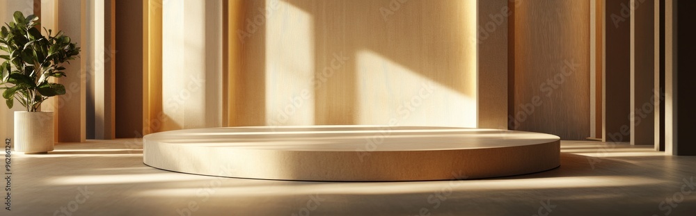 Poster realistic podium in 3d rendering