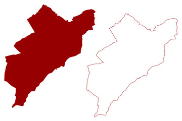 Boudry District (Switzerland, Swiss Confederation, Canton of Neuchâtel or Neuchatel) map vector illustration, scribble sketch Bezirk Boudry map