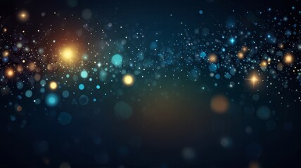 Fototapeta premium Blue abstract background with a bokeh circle and shiny stars. New year, birthday, holidays celebration.