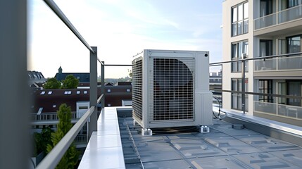 Fototapeta premium Modern Rooftop Air Conditioner Unit on a Building