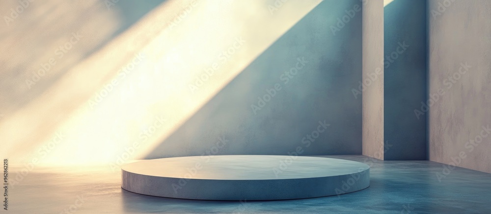 Fototapete Abstract background featuring a round platform designed to showcase a product in an empty scene created through 3D rendering for conceptual purposes