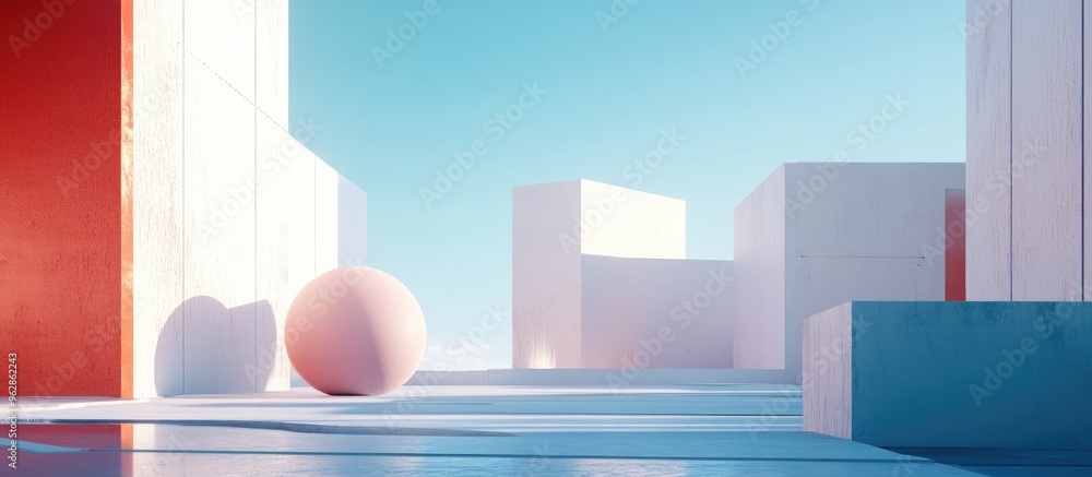 Aufkleber minimalist surrealistic architecture 3d visualization