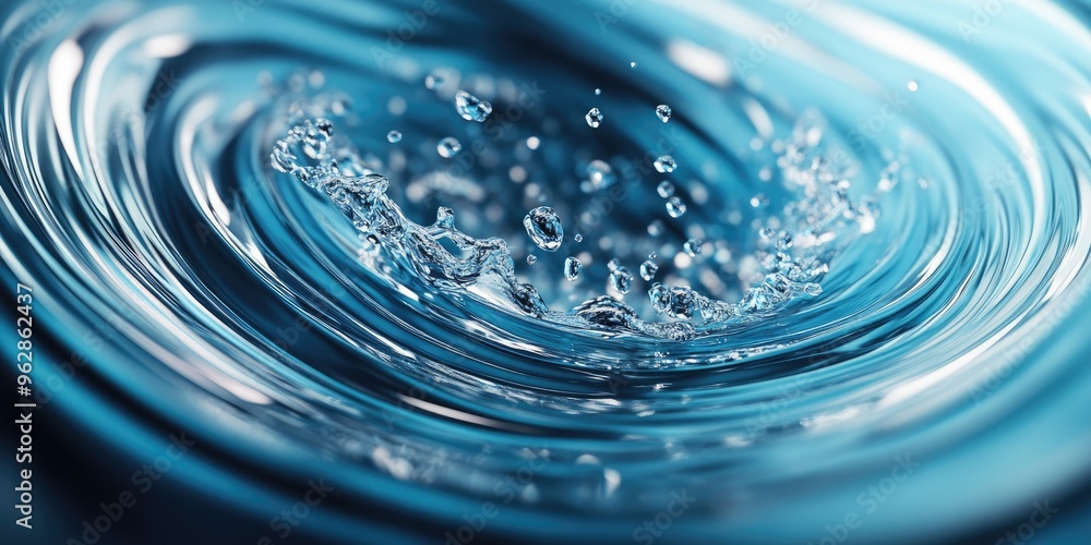 Poster Abstract geometric swirling line design featuring water droplets 3D rendering