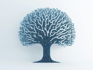 Digital tree made of binary code representing scalable business strategies branching out into new markets, tech expansion, business growth concepts
