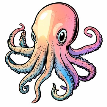 recommend clip art: A colorful cartoon illustration of an octopus with large eyes and eight tentacles.