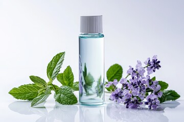 Facial toner on white background, refreshing and clean