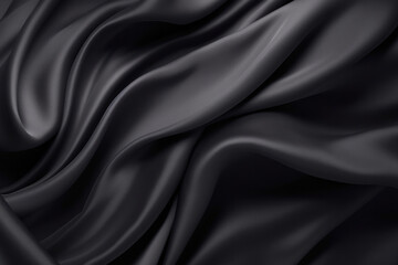 Obraz premium Processed collage of smooth elegant wavy deep black silk cloth fabric material texture. Background