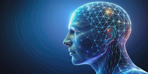 Obraz premium Intelligence head in three dimensions, smart, brain, artificial intelligence, machine learning, technology, innovation