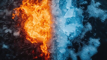 Obraz premium A striking image of fire and ice colliding.