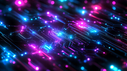 Obraz premium Futuristic AI-Generated Digital Circuitry Pattern in a High-Tech Style