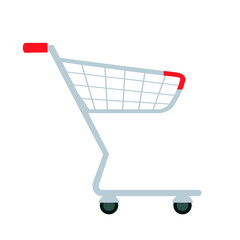 Shopping cart icon. Shop trolley sign. Store basket emblem. Online shop pictogram. Buy button for online store. Vector illustration in flat design isolated on white background