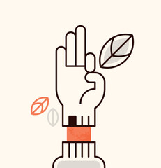 Gloved hand. Vector illustration.
