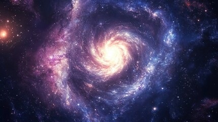 A vibrant spiral galaxy vortex, teeming with stars and nebulae, showcasing