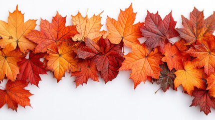 Colorful autumn leaves arranged around a blank space, celebrating the beauty of fall in nature